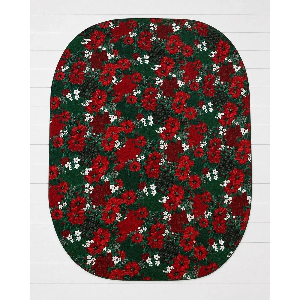 Vintage 1992 Falcon Christmas Tablecloth 58x80 Cotton Poinsettia Brazil
